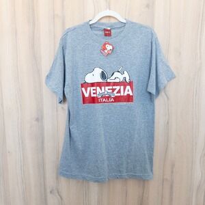 Peanuts T-Shirt XL Gray Snoopy Venezia Italia Graphic Tee Travel Casual Cartoon